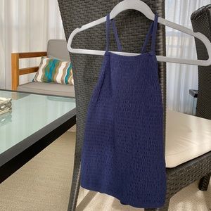 smocked tank top navy blue